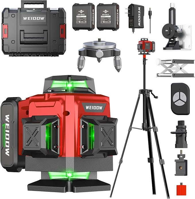 360° Laser Level with Tripod, 4D 16 Lines Green Laser Level, Self-Leveling Tool for Construction and Renovation, Complete Kit with Accessories