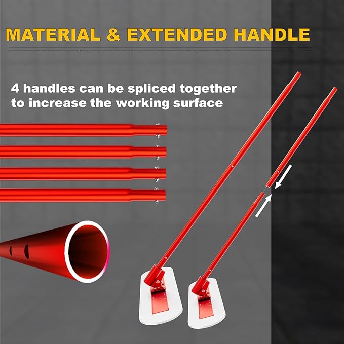 Bull Float Concrete Tools｜48’’×12’’ Stainless Steel Concrete Float with 4 Combinable Handles｜Concrete Bull Float with Trowel｜Concrete Bull Float Kit for Concrete Finishing