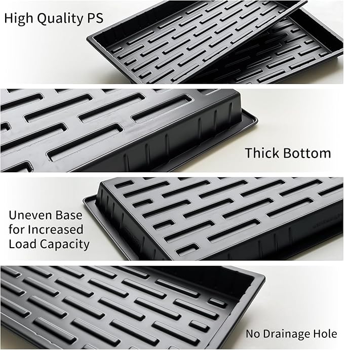 20 Pack Shallow 1020 Trays No Holes, Heavy Duty Reusable Seed Starter Flat Seedling Tray for 72/128 Cell Plug Tray, Transplant, Microgreen & Seed Germination (21"×11", 1.6" Deep, TD538)