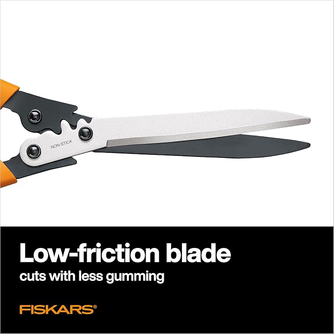 Fiskars 23-Inch Hedge Shears, Bush Trimmer with PowerGear2 Technology that Multiplies Power for Less Effort, SoftGrip Handles with Shock-Absorbing Bumpers