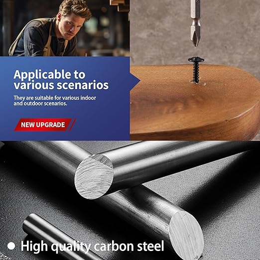 #8 x 2 Inch Wood Screw 250Pcs Alloy Steel Standard Thread Truss Head Fast Self Tapping Black Oxide by SG TZH