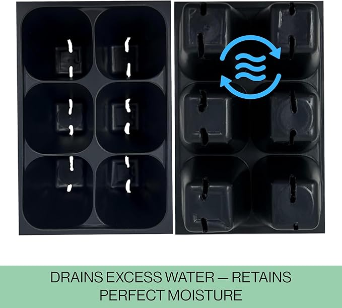 Seed Starter Trays, 144 Cells (24 Trays - 6 Cells Per Tray) + Plant Stakes
