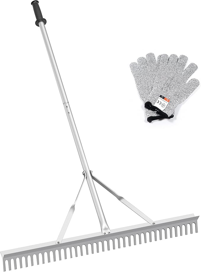 Landscape Rake 36 Inch Head, Leaf Rakes for Lawns with 67 Inch Handle,Aluminum Yard Tool for Loosening Soil, Landscaping Lawn Care , Lake Garden Pond and Beach Care
