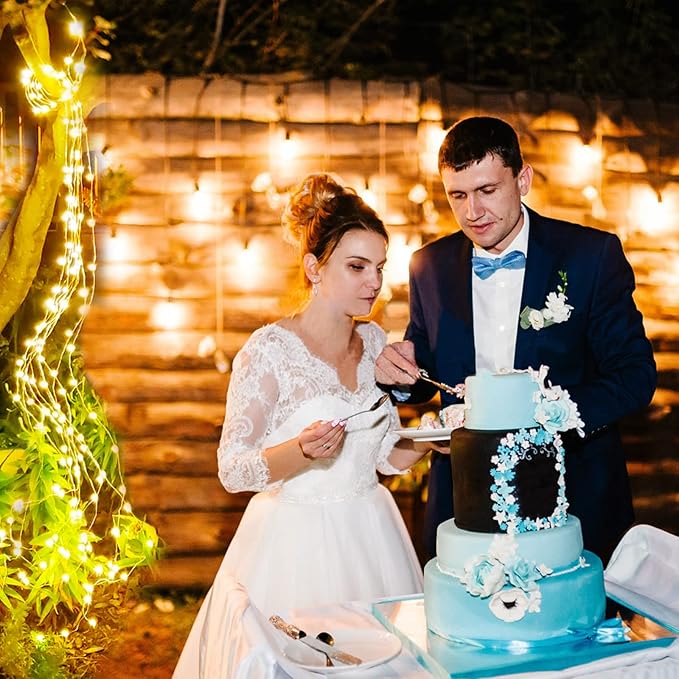 YITING 10 Strands 200 LEDs Solar Powered Twinkle Firefly Bunch Lights Waterproof (No Watering can) 8 Modes Fairy Starry String Lights Decorative Vine Solar Lights for Outdoor Garden Christmas Tree