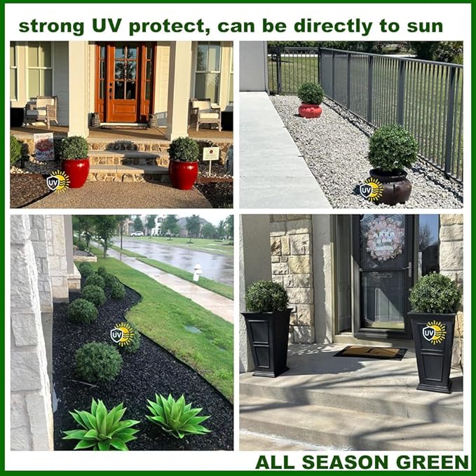 ALL SEASON GREEN 2'T 18''W Boxwood Ball Artificial Topiary Trees Potted Faux Outdoor Plants for Home Porch Decor Set of 2