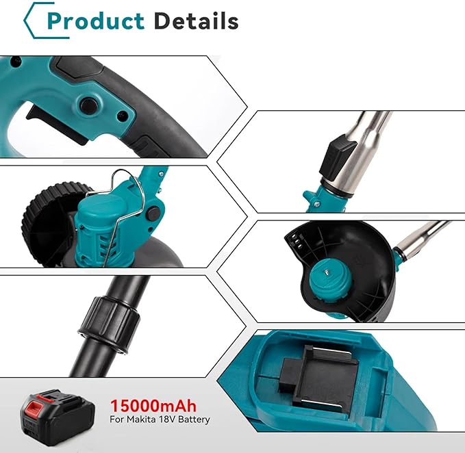 Electric Weed Wacker Cordless Weed Eater Battery Powered, 4-in-1 Brush Cutter/String Trimmer/Grass Trimmer/Lawn Mower, 6 inch Edger Stringless Weed Trimmer with Wheel & Blade