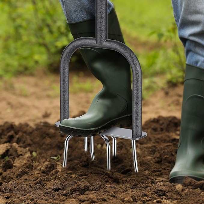 Dolibest Manual Twist Tiller, All-Steel Garden Claw Cultivator with 6 Curved Claws and Soft Rubber Handle, Hand Tiller Garden Claw for Gardening Bed and Plant Box (39'')