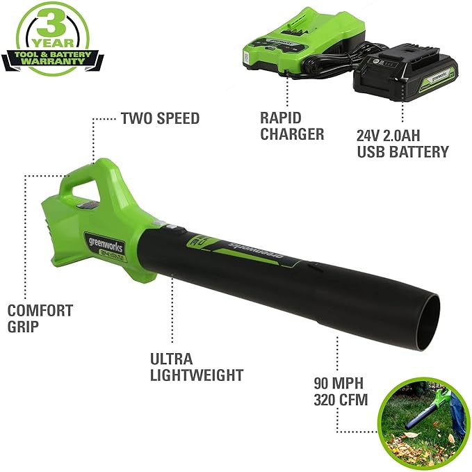 Greenworks 48V (24V x 2) Electric Lawn Mower Combo Kit - 20" Mower, 12" String Trimmer, 320 CFM Blower, 1/2" Drill, 1/4" Impact Driver, 1-1/8" Reciprocating Saw - 5 Batteries, 3 Chargers