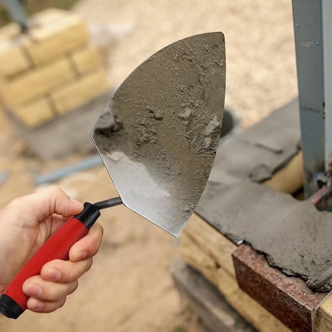 Lasnten 6 PCS Masonry Hand Tool Set 11" x 5-1/2" Philadelphia Brick Trowel 2 Pointing Trowel 5 x 2'' Margin 1/2" Tuck 5/8'' x 1/2'' Convex Brick Jointer Soft Grip Handle Concrete Towel Tool Finishing