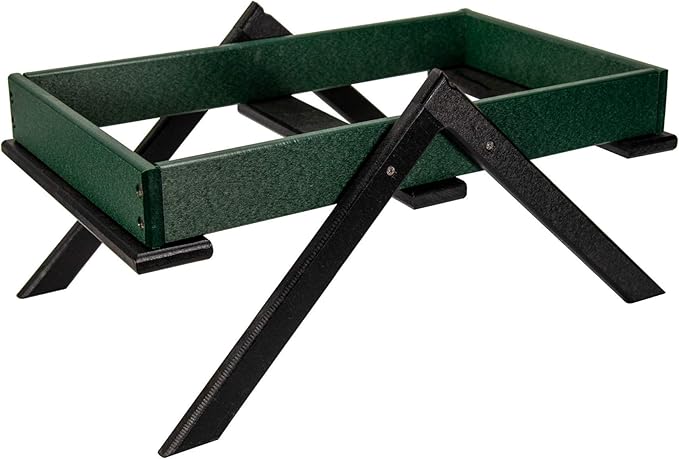 JCs Wildlife Removable Tray Ground Bird Feeder - Platform Bird Feeder - Holds 8 Cups of Seed (Large, Green)