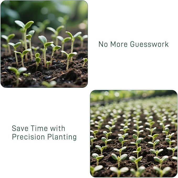 12-Hole Seed Planter Tool for Raised Beds & Pots - Fixed-Spacing Garden Dibber, Hand-Depth Control (Solid 190g)