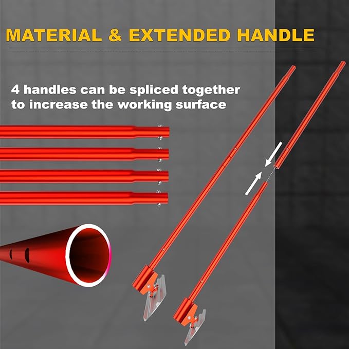 Bull Float Concrete Tools,48''×8''Magnesium Aluminum Alloy Concrete Float with 4 Combinable Handles,Concrete Bull Float with Carrying Toolbox,Trowel,Concrete Bull Float Kit for Finishing(Red)