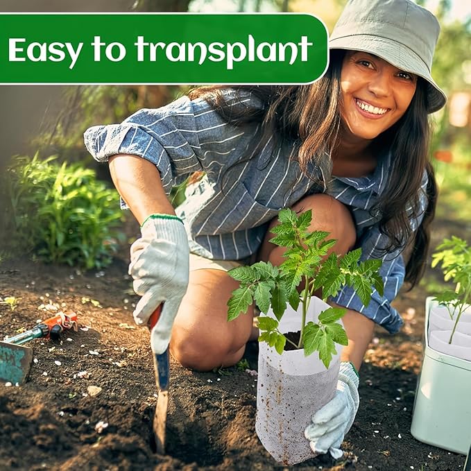 Plant Nursery Grow Bags, Non-Woven Fabric Seedling Starter Pots for Vegetable, Flower, Fruit Saplings, Tree Growing, Home Garden Supply (9.85"x9.85"/Pack of 100)