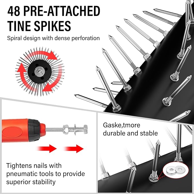 VASALAID Manual Rolling Lawn Aerator,Pre-Attached Spike Grass Rolling Aerators Tool with Wheels for Lawns,Garden,and Yard Grass