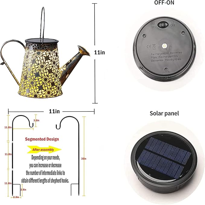 Solar Watering Can Lights,Christmas Large Retro Metal Hanging Solar Lights Outdoor Waterproof, Birthday Gifts for Women Mom Grandma Garden Decor Yard Light LED Decoration Outside for Porch Lawn Patio