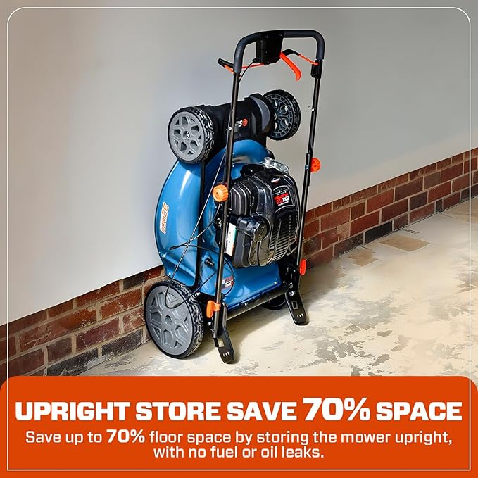 SENIX LSSG-H2 22-Inch Self Propelled Gas Lawn Mower with 163 cc 4-Cycle Engine, 3-in-1 Rear Wheel Drive Variable Speed Lawnmower, 6-Position Height Adjustment