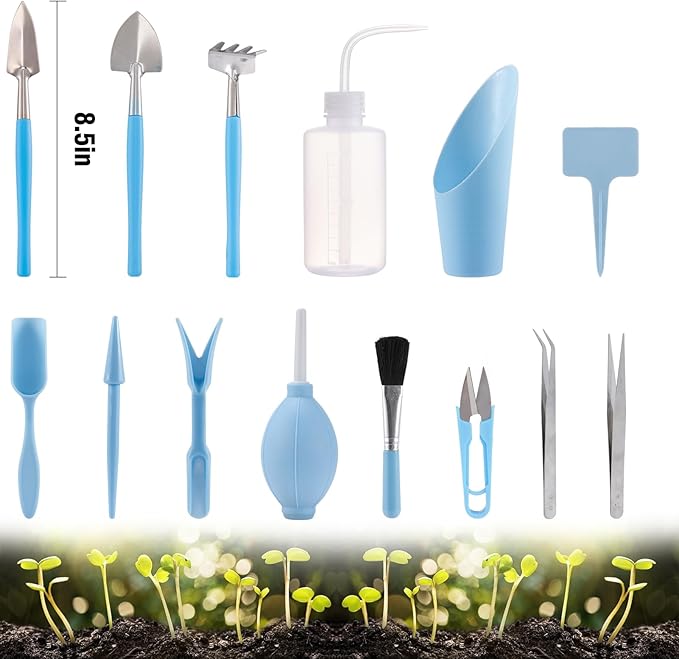 20 pcs Succulent Tool Set - 39.4" Indoor Plant Repotting Mat and 19 Pcs Mini Succulent Hand Tools, Garden Flower Plants Transplanting Supplies for Women Holiday Gardening Gifts Outdoor, Blue