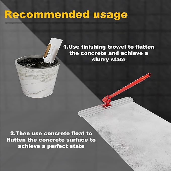 Bull Float Concrete Tools,48''×8''Magnesium Aluminum Alloy Concrete Float with 4 Combinable Handles,Concrete Bull Float with Carrying Toolbox,Trowel,Concrete Bull Float Kit for Finishing(Red)