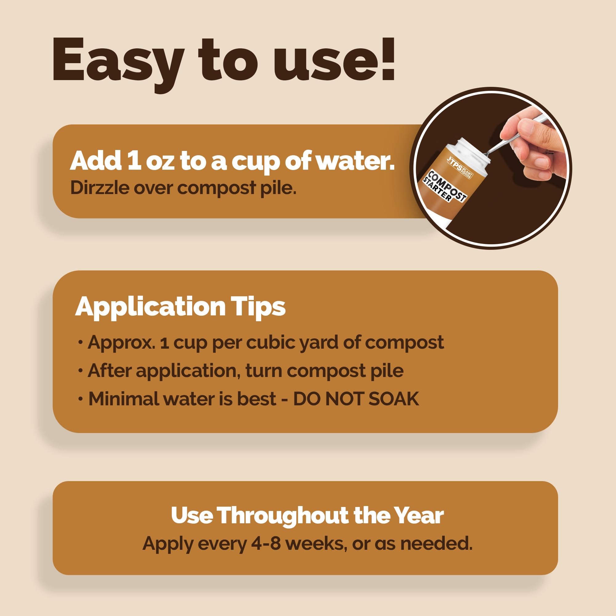 Compost Starter & Compost Accelerator for Bins, Tumblers & Garden Compost 8 oz (250mL)