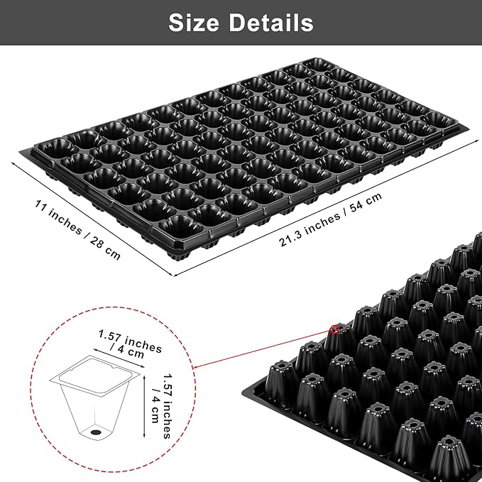 Elcoho 15 Pack Seed Starter Trays 72 Cells Seedling Trays Kit with 1080 Cells Plant Nursery Pots Plastic Plant Grow Plug Trays Mini Propagator for Garden Plant Germination, 21.3 x 11 Inches