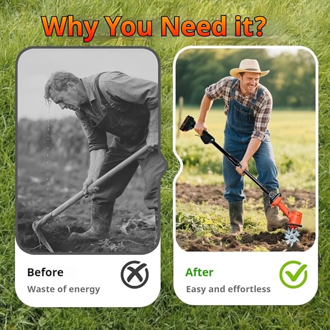 21V Cordless Mini Tiller Cultivator, 2025 New 4 Inch Hand Held Tiller Garden tool-235RPM with 4 Rows of Tines, Gardening with 1.5Ah Battery and Charger (1*Set+1*Battery)