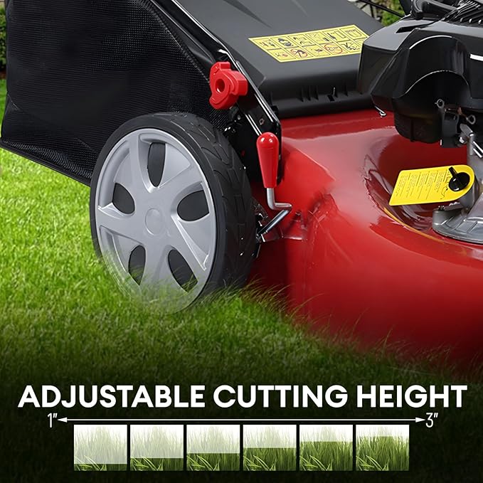 Self Propelled Gas Lawn Mower,141cc OHV Engine with Air Cooling, 20" Steel Deck, 3-in-1 Cutting System, 8-Level Height Adjustment, 20L Grass Catcher, Foldable Design Red (US Fast Arrival)