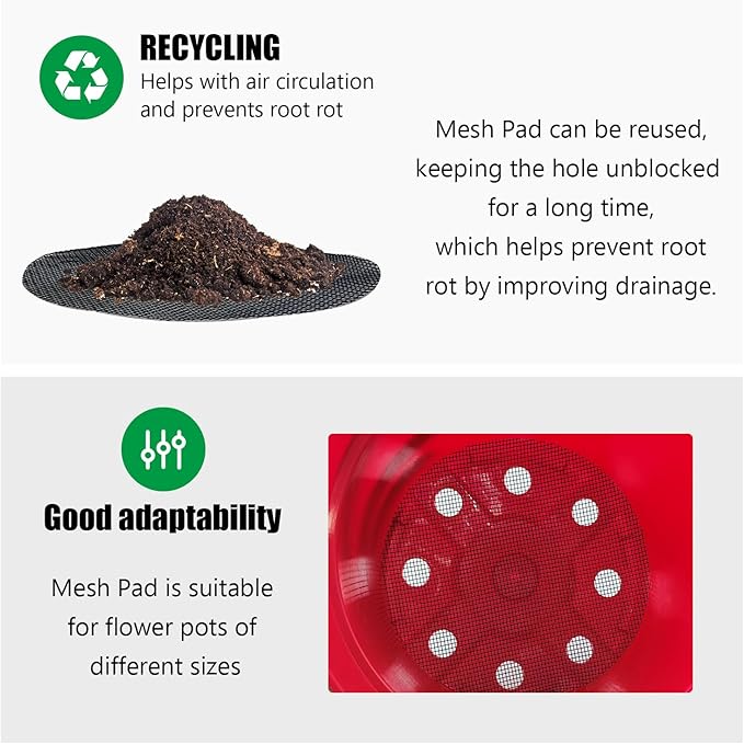 200 Pack 68MM, 2.7 inch Round Mesh Nets for Block Soil Leaking of 4 inch Nursery Pots(or Other Pots Bottom Around 2.7")