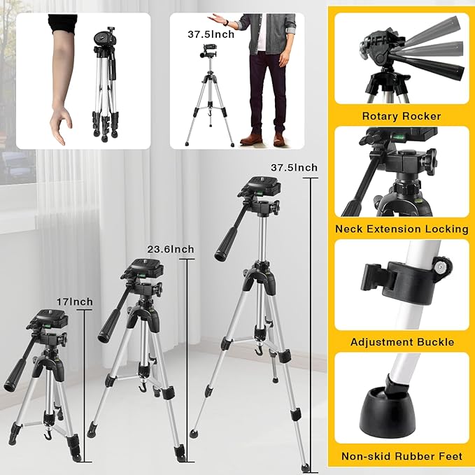 Laser Level with Tripod, Alloyman 4x360° Self Leveling Laser Level, Green Line Laser 4D Laser Leveler Tool with 2Pcs Lithium Batteries for Picture Hanging, Tile, Home Renovation, Indoor