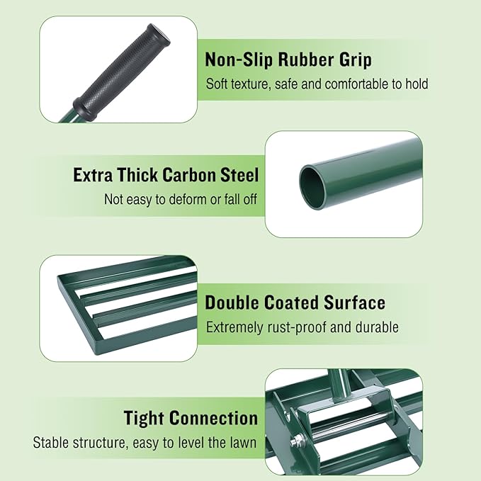 Yesker Lawn Leveling Rake 42 Inch for Soil Yard Leveling Rake with 42"x10" Ground Plate 72" Steel Handle Effort-Saving Heavy Duty Ground Leveler Tool for Backyard Garden Farm Golf Course Landscaping