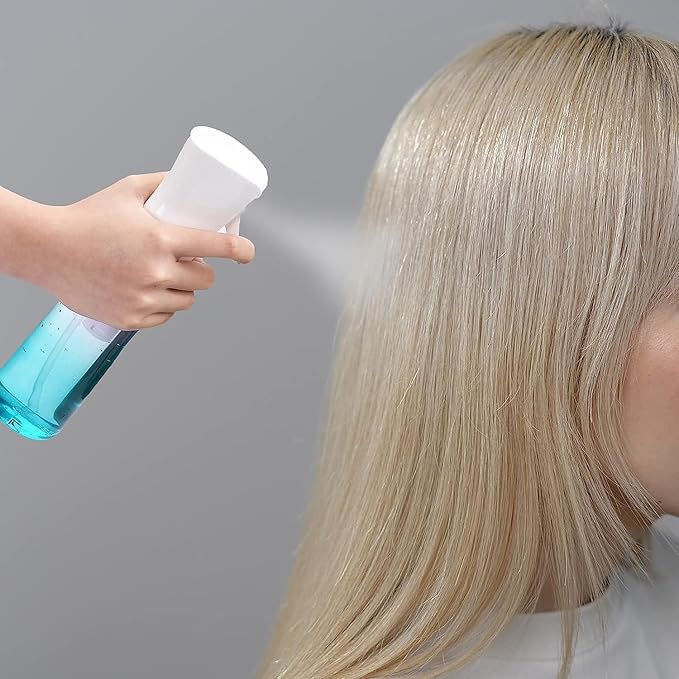 (2 Packs) Hair Spray Bottles, Continuous Water Mister Spray Bottle Empty for Hairstyling, Skin Care, Cleaning and Plant Spraying, 300ml/ 10 Oz (ORANGE+BLUE)