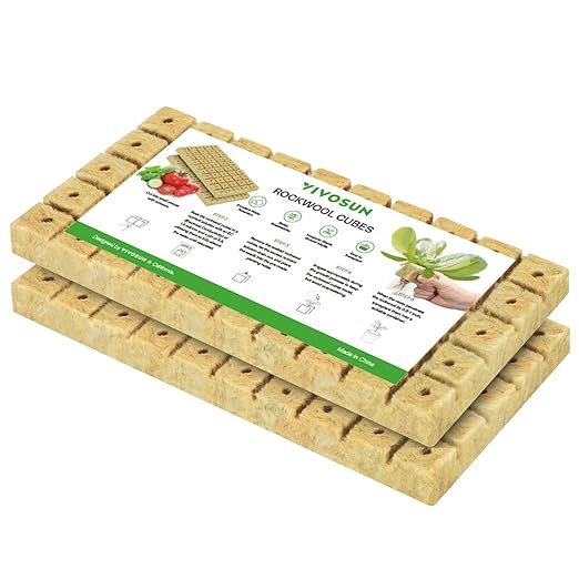 VIVOSUN 1 Inch Rockwool Cubes, 100 Plugs Grow Cubes for Hydroponics, Cuttings, Cloning, Plant Propagation, Seed Startling