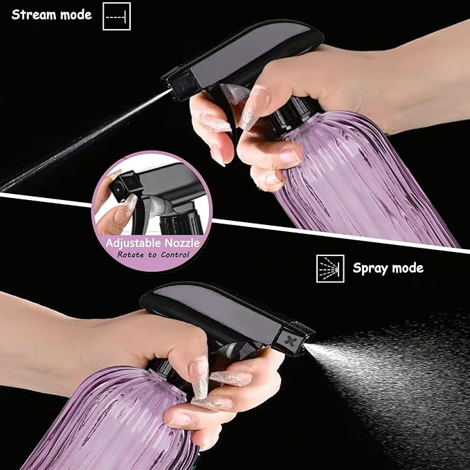 Glass Plant Mister Bottle, 15oz Refillable Water Bottle Spray, Handheld Water Spray Bottle with Adjustable Mist Nozzle for Indoor Flowers, Outdoor Gardening, Cleaning, Hair & Pets Care (Purple)