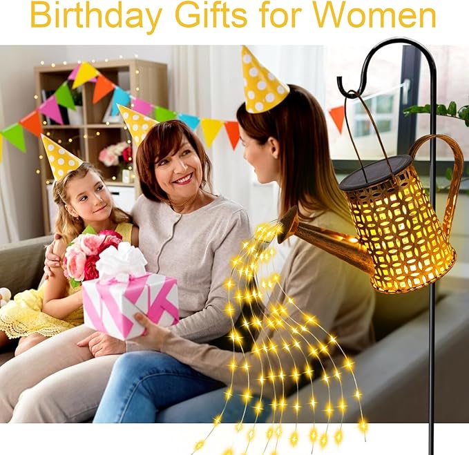 Solar Watering Can Lights, Unique Gifts for Christmas Women Mom Grandma Birthday, Waterproof Outdoor Garden Decor Large Hanging Solar Lanterns Garden Lights for Patio Porch Yard Flowerbed Pathway
