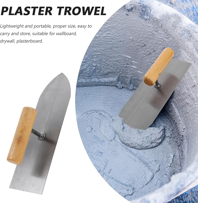 DOITOOL Stainless Steel Concrete Finishing Trowel with Pointed Tip for Precise Masonry and Drywall Work Comfortable Grip 9.65X3.43 Inches