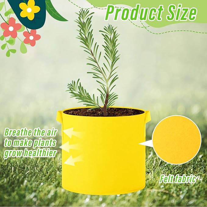 Multicolor Plant Grow Bags Large Grow Bags Fabric Planter Thickened Non Woven Fabric Pots with Handles for Indoor Outdoor Garden Planting Seeds Flower, 6 Colors(48 Pcs,3 Gallon)