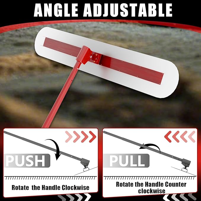 Concrete Bull Float Tool Kit, 47'' x 8'' Concrete Float, Round End Stainless Steel Trowel Board Kit Tool, Cement Trowel Tools Float Bracket, Handle Concrete Tools Finishing with Handles