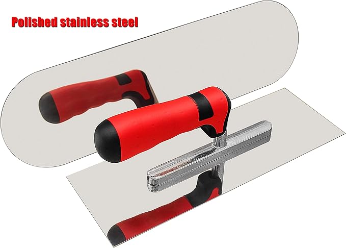 Concrete Tools Set Stainless Steel Flat Finishing Trowel (11" x 4") and Pool Trowel (14" x 4") Drywall Cement Plastering Masonry Construction Hand Kit