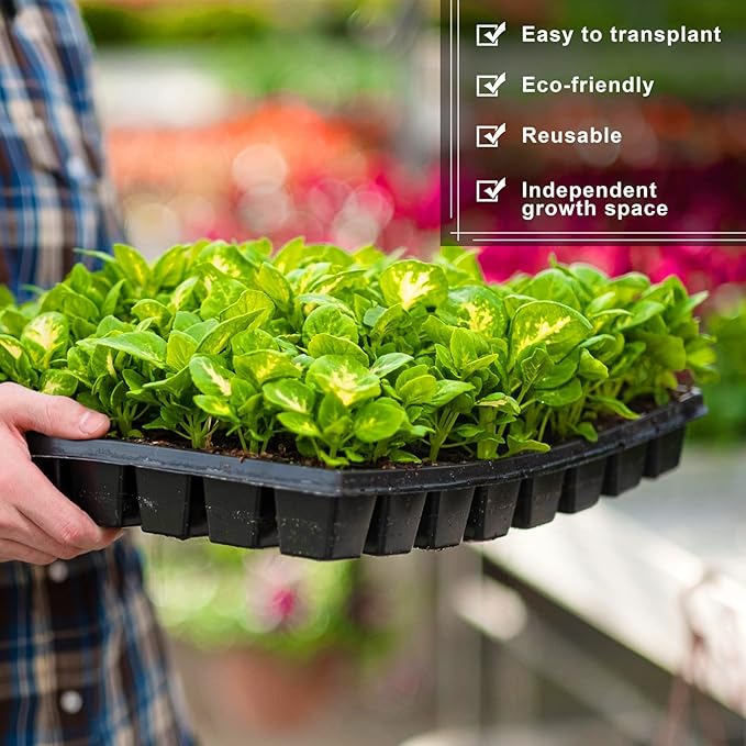 Elcoho 15 Pack Seed Starter Trays 72 Cells Seedling Trays Kit with 1080 Cells Plant Nursery Pots Plastic Plant Grow Plug Trays Mini Propagator for Garden Plant Germination, 21.3 x 11 Inches