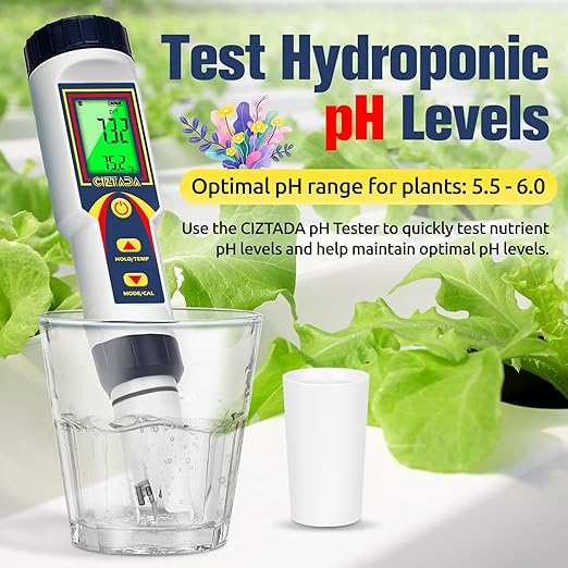 4 in 1 pH Tester and Truncheon Nutrient Meter Combo for Hydroponics pH EC TDS CF PPM500 PPM700 Meter Indoor Plant Growing