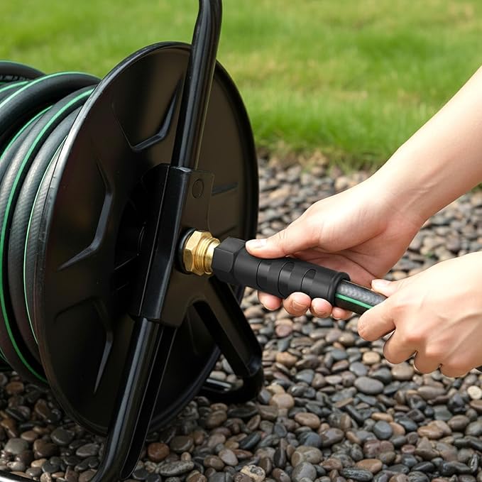 Heavy Duty Garden Hose 75ft with Nozzle, NON-EXPANDABLE Flexible Water Hose, Kink Resistant Lightweight Hybrid Hose, Leakproof Hose Male to Female Fittings