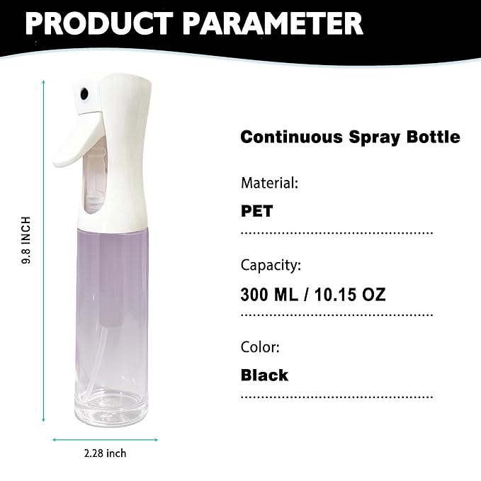 Spray Bottle for Hair (10.15OZ /300ML) Continuous Ultra Fine Mist Sprayer for Hair, Salons, Barber, Plants, Skin Care, Gradient Purple