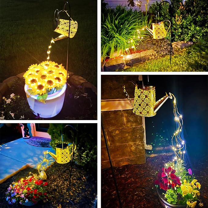 VOOKRY Solar Watering Can Lights, 2 Pack Large Hanging Solar Lights Outdoor Waterproof Garden Decor Outside for Patio Yard Porch Lawn, Gardening Gifts for Mom Women Grandma Birthday Christmas