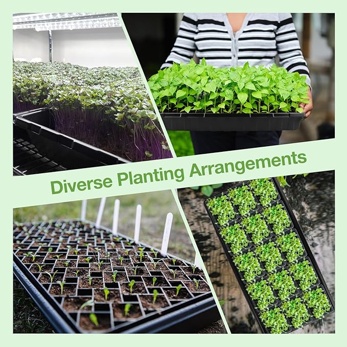 10 Pack 1020 Seed Starting Trays with 12 Hemp Grow Mats - Extra Thick Microgreens Growing Kit, 21 x 11 x 2.5 Inch Plant Trays with Hydroponic Grow Pads for Wheatgrass, Sprouts, Organic Gardening