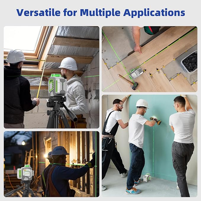 Laser Level 360 Self Leveling, Huepar Pro 3x360°High Accuracy Green Cross Line Laser for Construction and Picture Hanging, 12 Lines Level Laser Tool with 8000mAh Rechargeable Battery & Remote Control