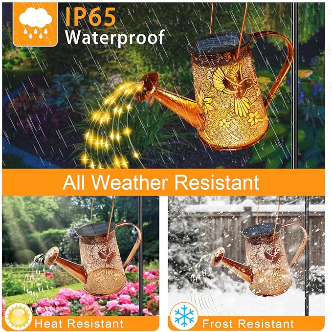 Solar Watering Can Lights,Hummingbird Gifts for Women Mom Grandma Birthday, Large Hanging Solar Lantern Waterproof Outdoor Garden Decorations for Yard Porch Landscape Patio Pathway