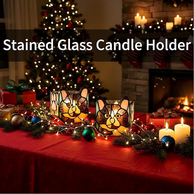 Handmade Stained Glass Black Cat Planter, Decorative Succulent Pot with Drainage, Indoor Plant Holder, Home Decor