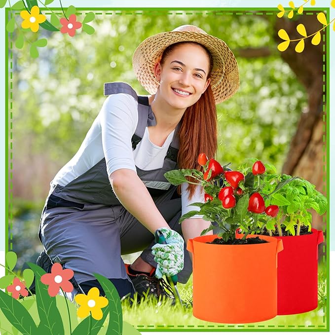 Multicolor Plant Grow Bags Large Grow Bags Fabric Planter Thickened Non Woven Fabric Pots with Handles for Indoor Outdoor Garden Planting Seeds Flower, 6 Colors(48 Pcs,3 Gallon)