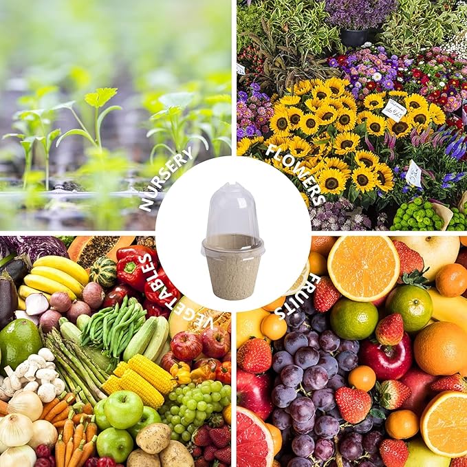 EBaokuup 40pcs Biodegradable Seeding Starter Pots for Planting - 2.3" Plant Nursery Pots with Humidity Dome - Peat Pots for Seedlings Garden Vegetable Flower Germination