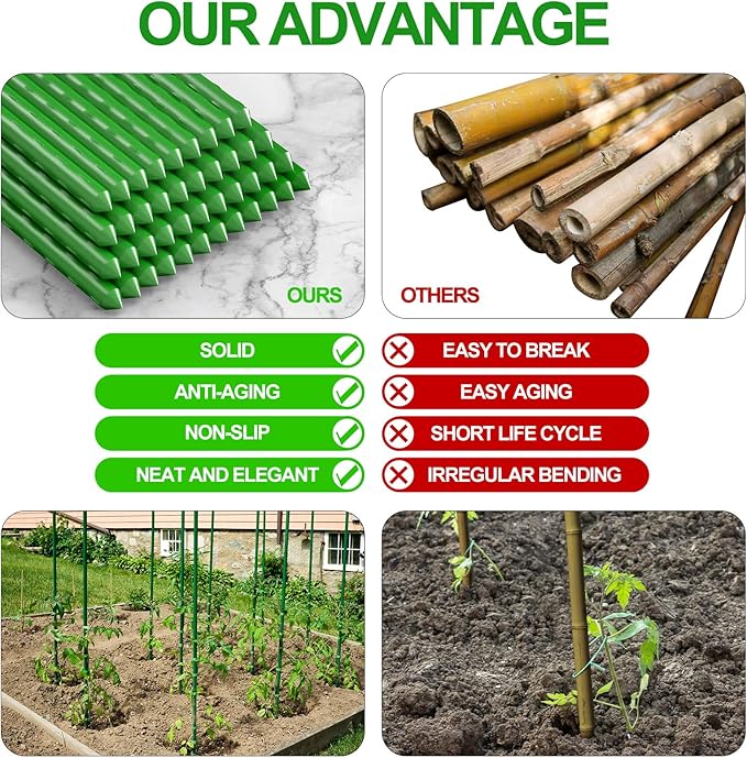 WAENLIR Garden Stakes 36 inch 3ft Sturdy Tomato Stakes, Plant Stakes for Outdoor Plants, Metal Plant Support Sticks for Gardening, Pack of 30