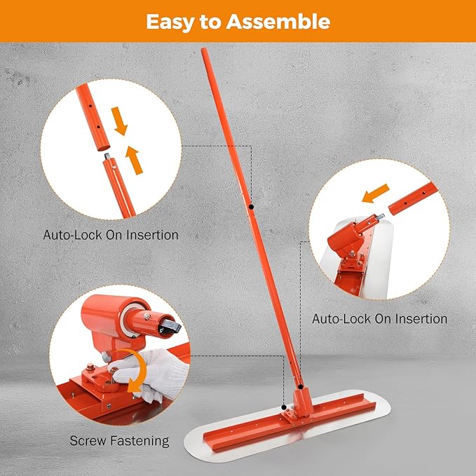 BEAMNOVA Bull Float with 48 * 12 Inches Stainless Steel Scraper Concrete Trowel 181 in Cement Extension Rod Concrete Finishing Tools Kit